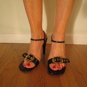 Last Chance CASADEI Black Buckle Design High Heel Sandals